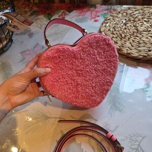kate spade Pink Heart-Shaped Fuzzy Mini Bag